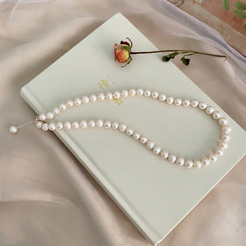 ASHIQI Natural Freshwater Pearl Necklace 925 Sterling Silver Jewelry for Women Gift alx