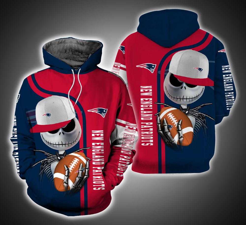 New England Patriots And Jack Skellington TA01 3D Printed Hoodie