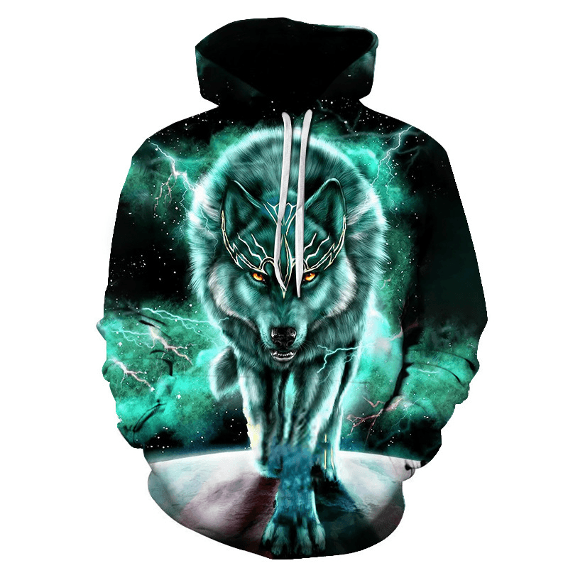 Fast Sell Foreign Trade Fox Wolf 3D Digital Printing Trend Men”S Sweater Manufacturers Direct Support To Map Customization