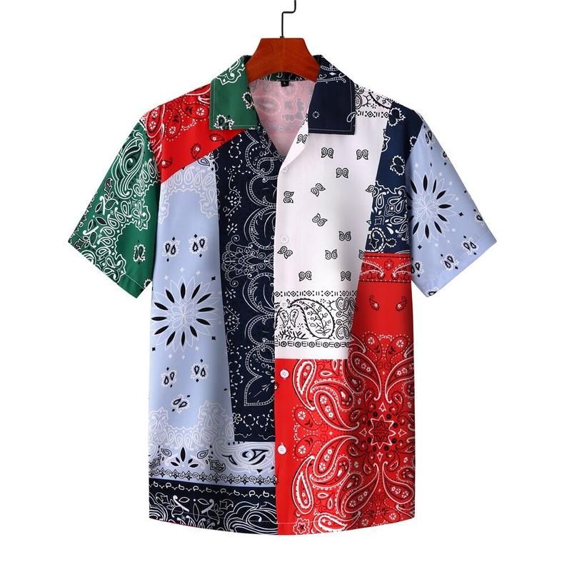 Harajuku Bandana Style Multicolor Unique Design Hawaii Shirt Ha37570