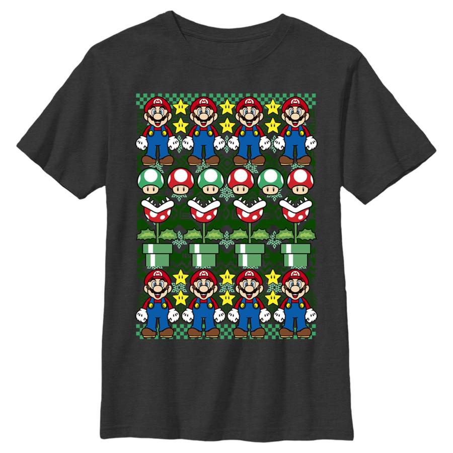 Nintendo Men’s Ugly Christmas Mario  T Shirt