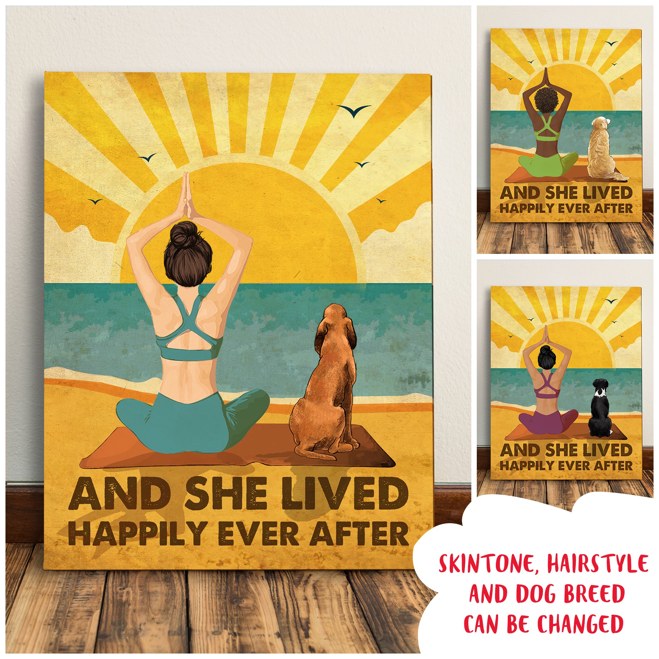 Yoga And Dog – Personalized Custom Canvas – Happily Ever After