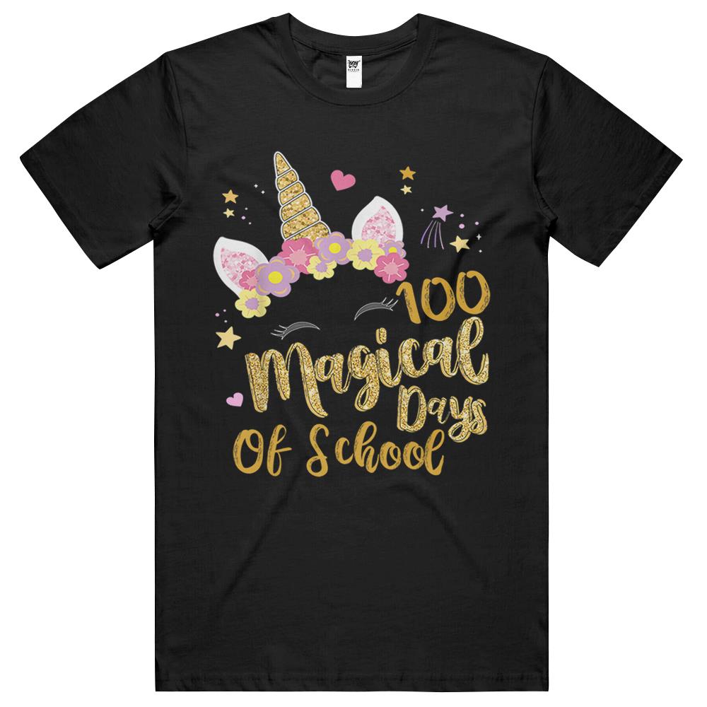 100 Magical Days Of Kindergarten School Unicorn Girl Pink T Shirts