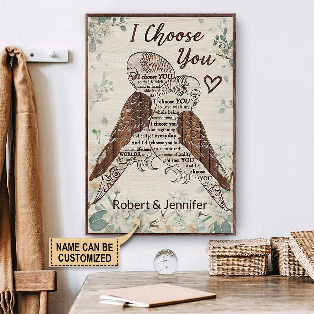 Aeticon Gifts Personalized Parrot Couple I Choose You Canvas Mom Dad Gift Home Decor