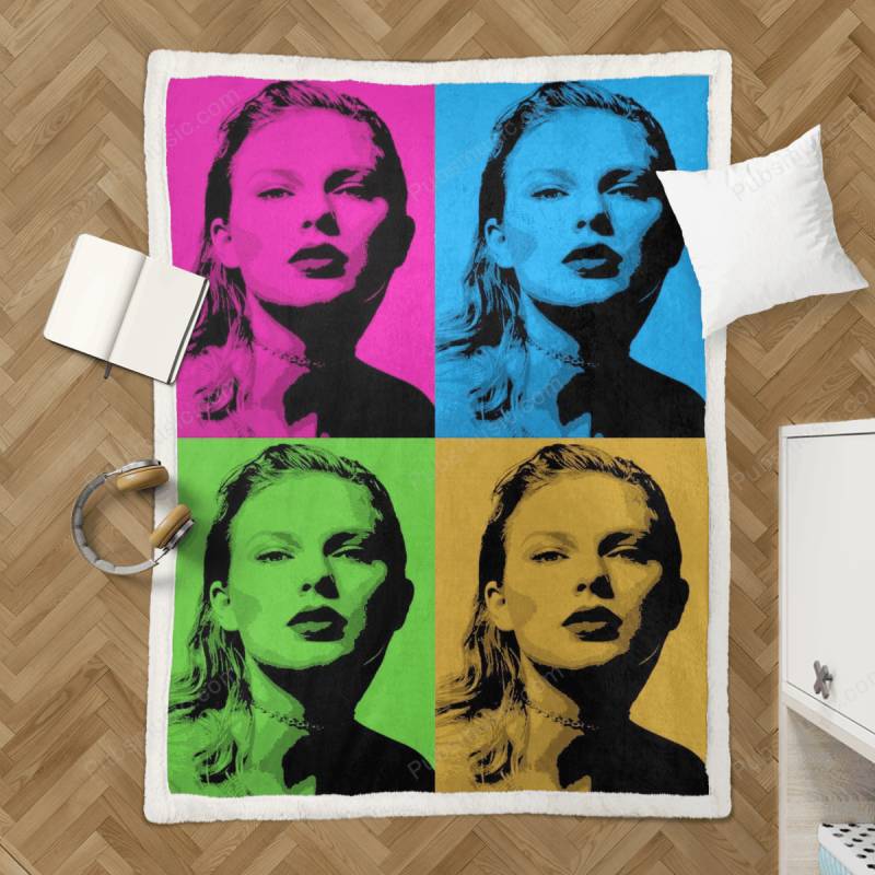 Taylor Swift Pop Art – Classic Vector Portrait Sherpa Fleece Blanket