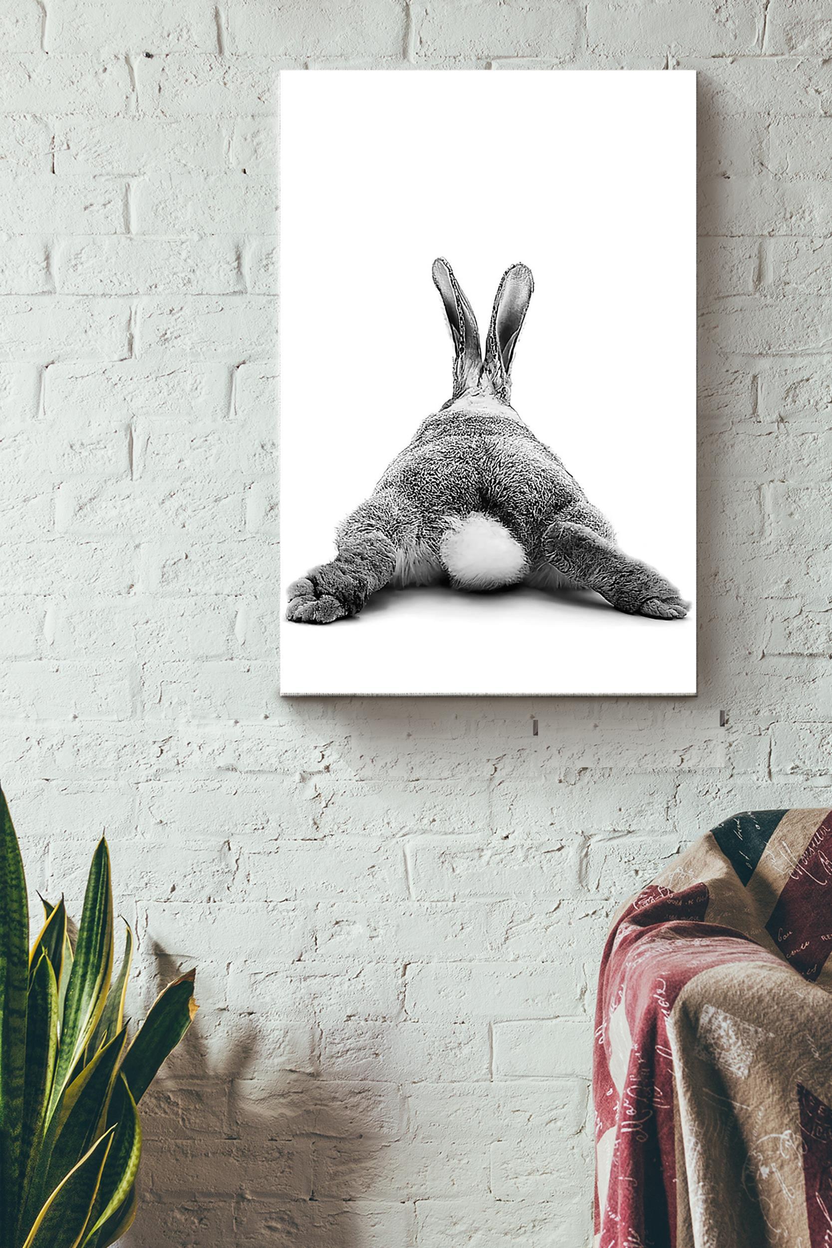 Cute Grey Rabbit Butt Poster Wrapped Canvas