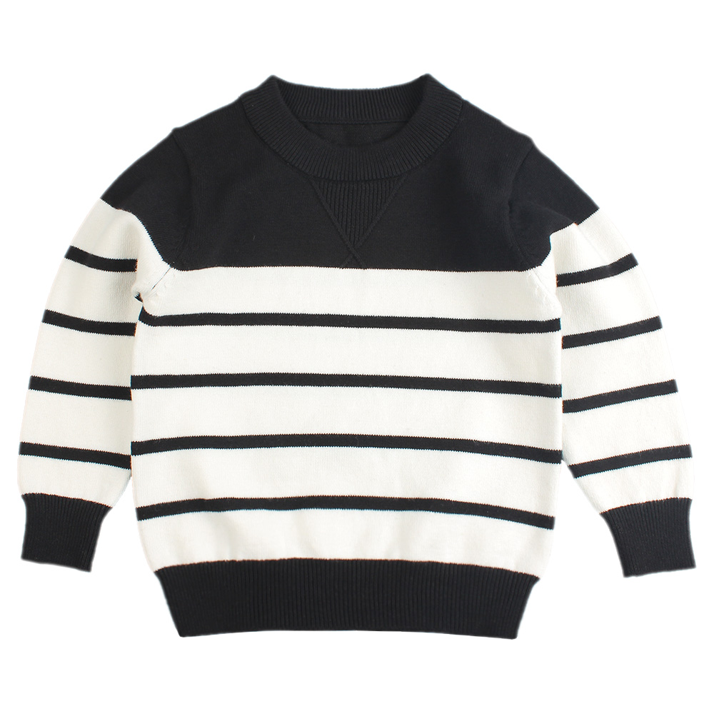 Baby Boys Autumn Sweater Children Knitted Clothes Kids Pullover Jumper Toddler Fashion Striped Style Suitable For 1-5 T alx