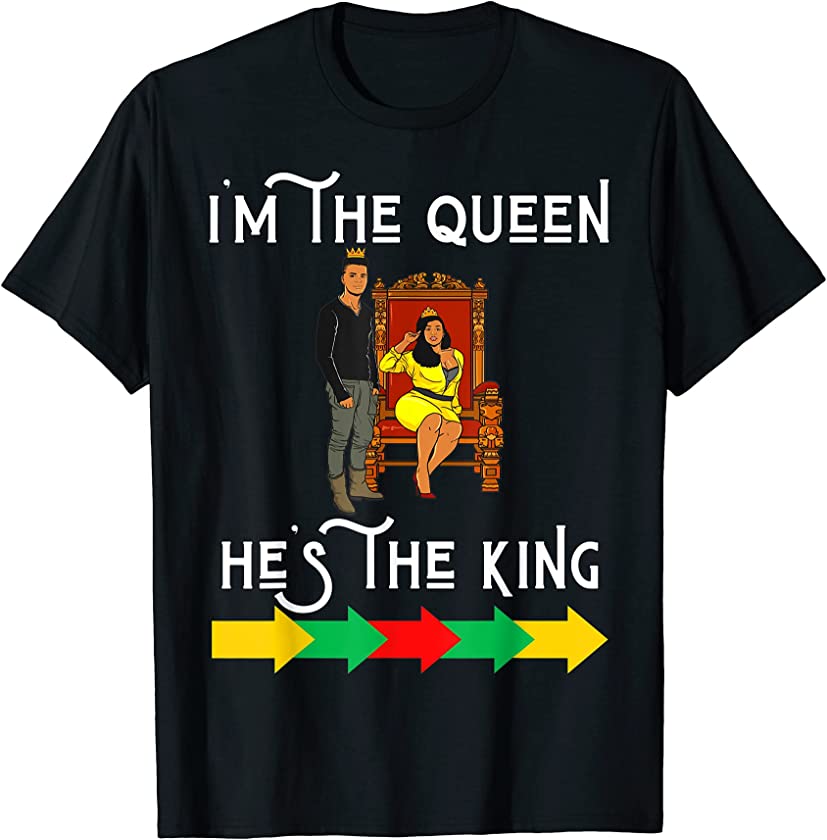 Black King Queen Husband Wife Boyfriend Girlfriend Matching T-Shirt