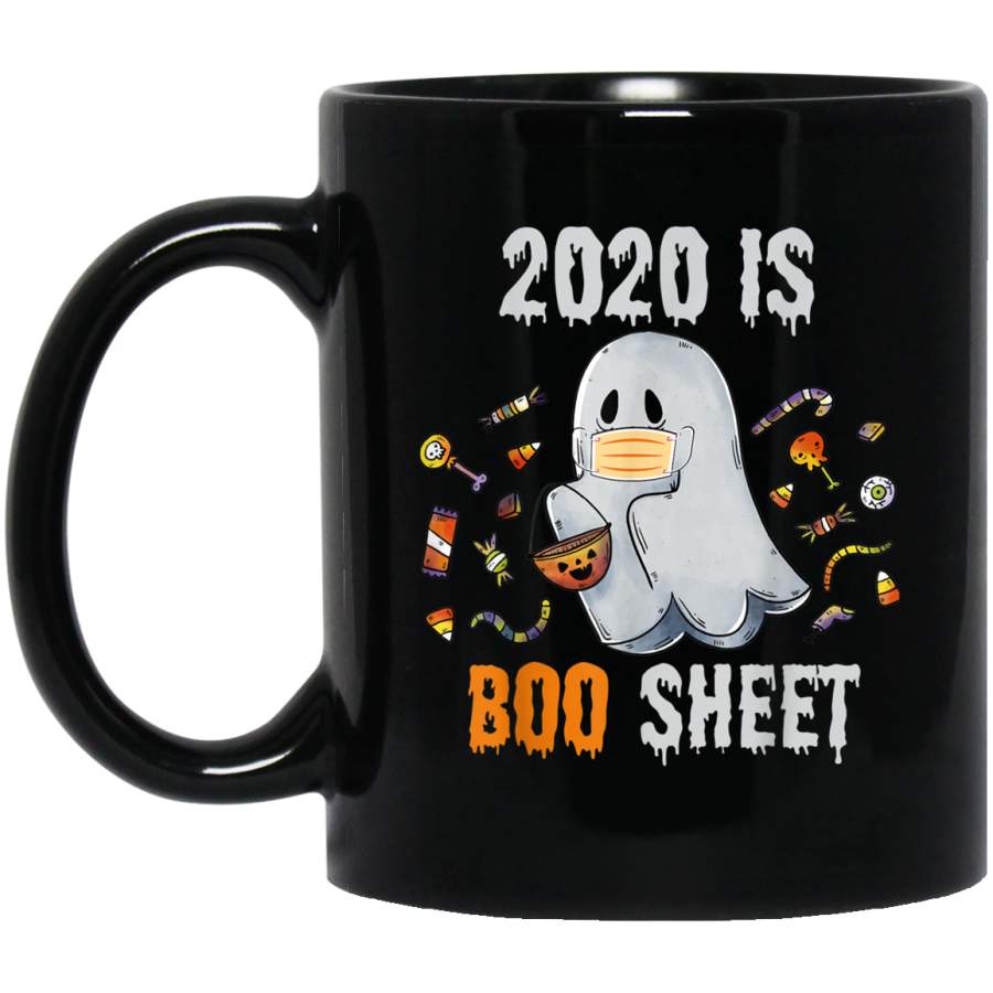 2020 is boo sheet Ghost and Candy Funny Halloween gift Black Mug