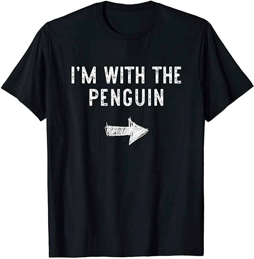 I’m With The Penguin Costume Halloween Matching Couple T-Shirt