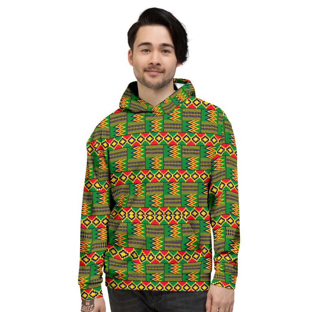 African Kente Print Pattern Men’S Hoodie