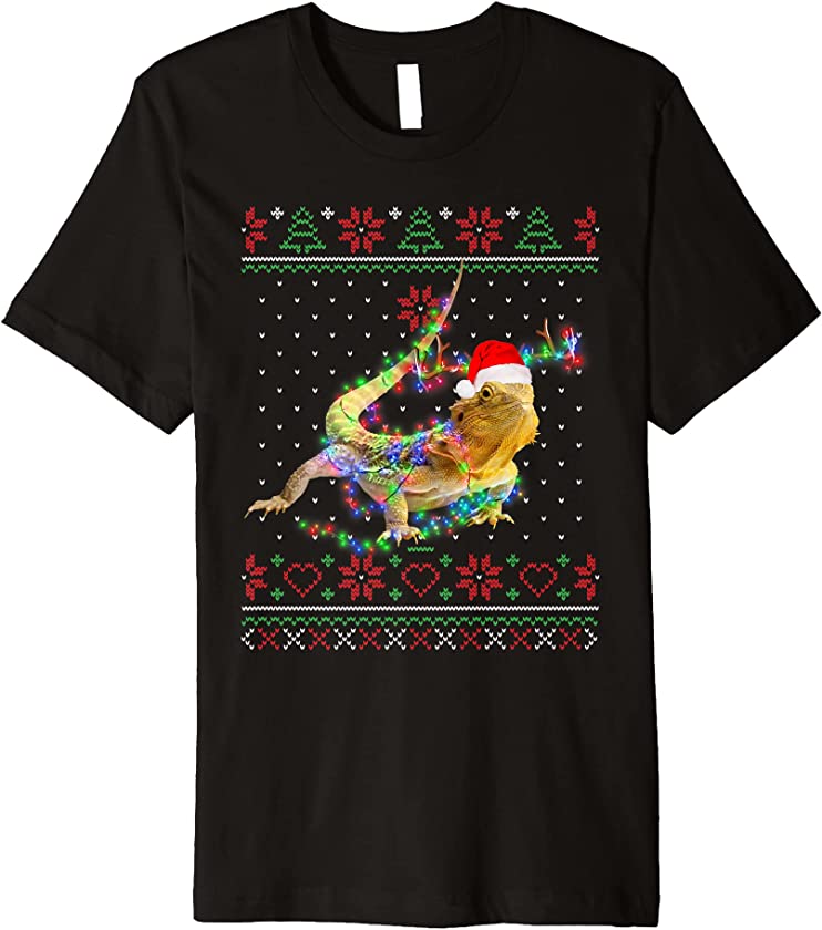 Bearded Dragon Animal Ugly Sweater Christmas Puppy Animal Premium T-Shirt