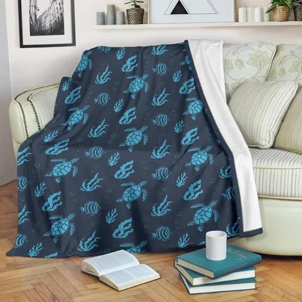 Turtle And Fish Fleece Blanket Home Decor Bedding Couch Sofa Soft And Comfy Cozy Gift For Friend Family