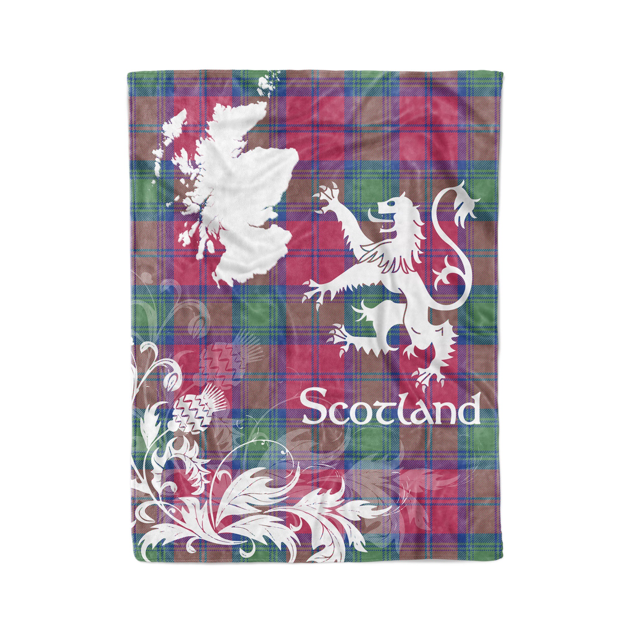 Tartan Plaid Fleece Blanket Tartan Blanket Thistle And Lion Scottish Clan Lindsay Ancient Plaid Blanket