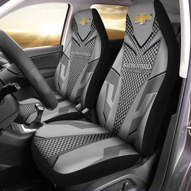 Chevrolet Silverado LPH Car Seat Cover (Set of 2) Ver 2 (Grey)