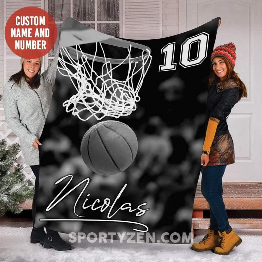 Basketball Hoop Black & White Custom Blankets With Name #0503h