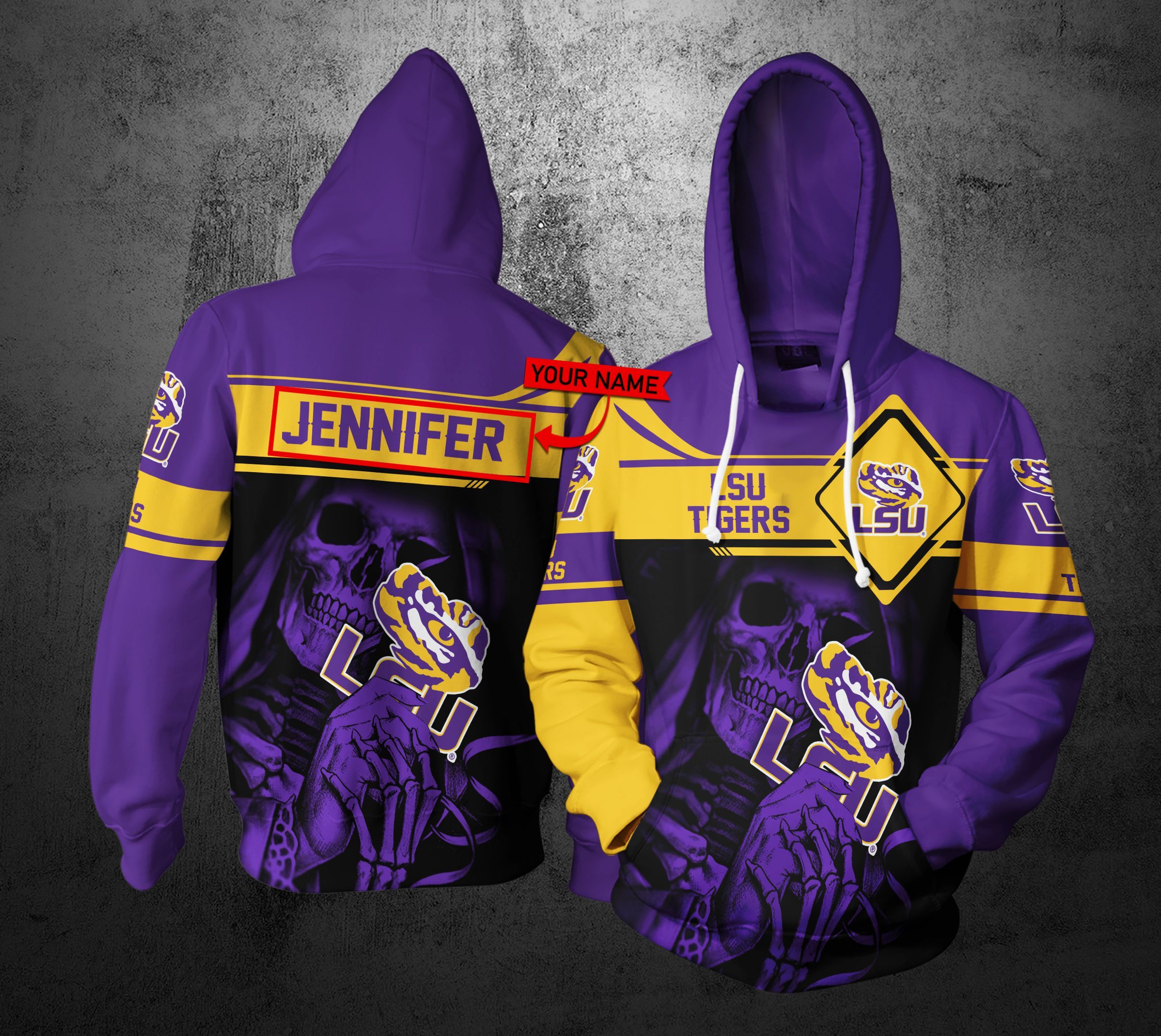 HO43 3D Hoodie Lsu Tigers Personalized