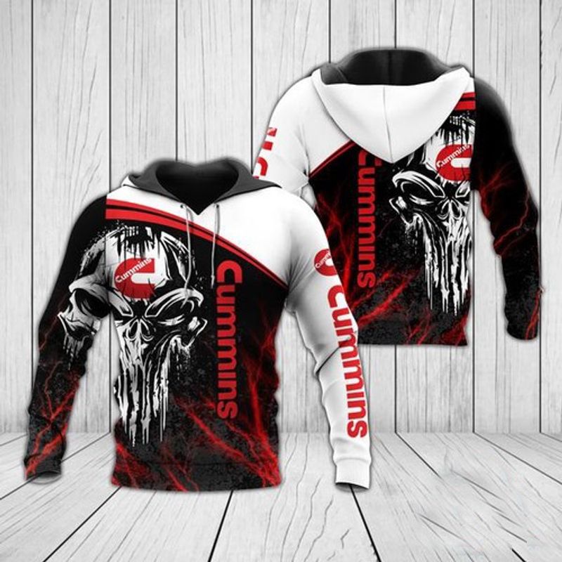 Cummins Punisher Skull Black White Red All Over Printed Custom 3D Hoodie N98