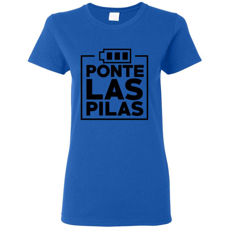 Ponte las Pilas Put Your Batteries Up Spanish Shirts En Espanol Womens Graphic TShirt Liimon