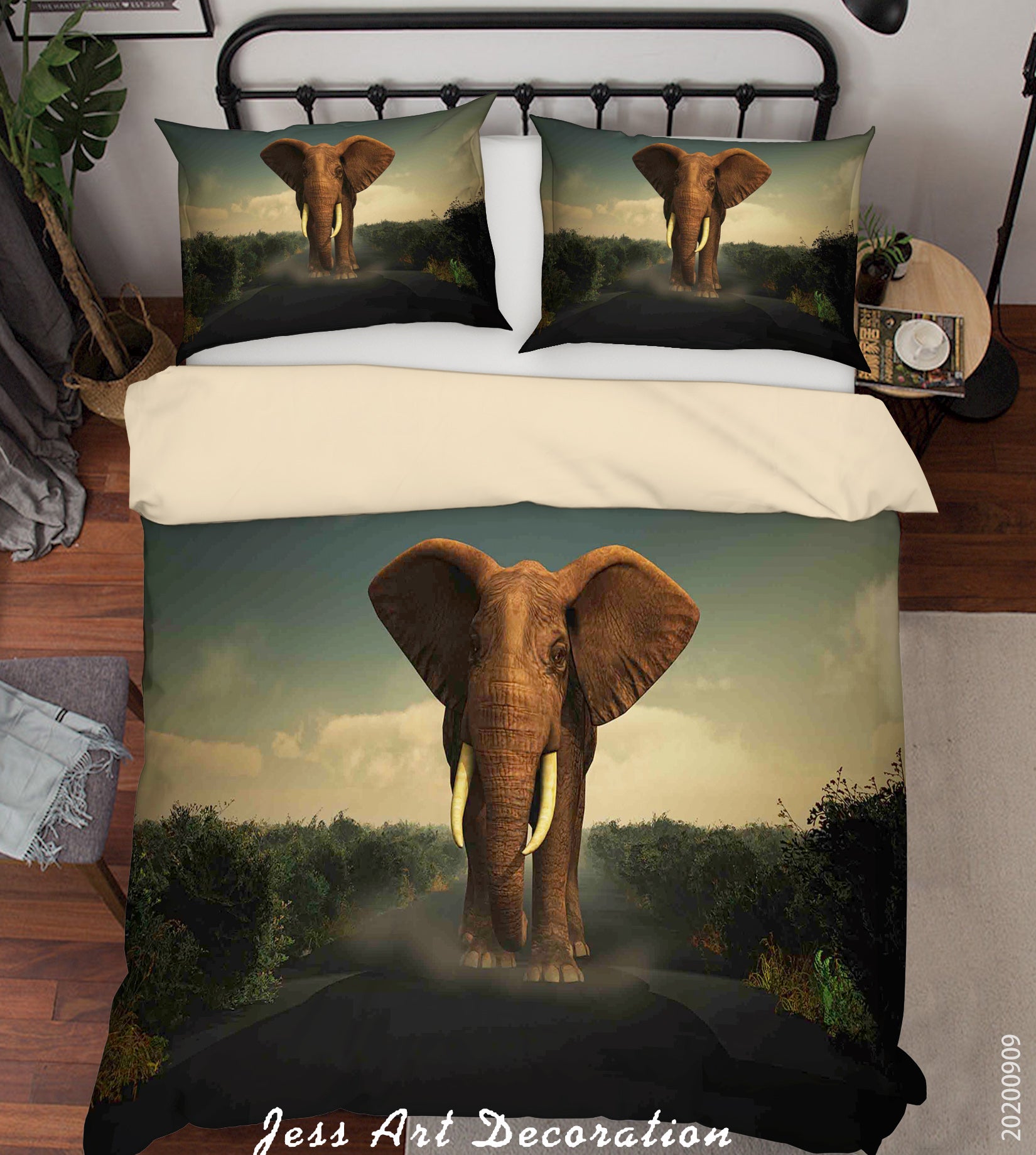 3D Elephant Road Quilt Cover Set Bedding Set Duvet Cover Pillowcases Wj 1930