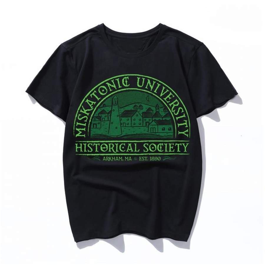 miskatonic historical society Summer Casual Cartoon Funny Vintage Short Sleeve Women men Tees Loose Large Size Couple Harajuku T-Shirt