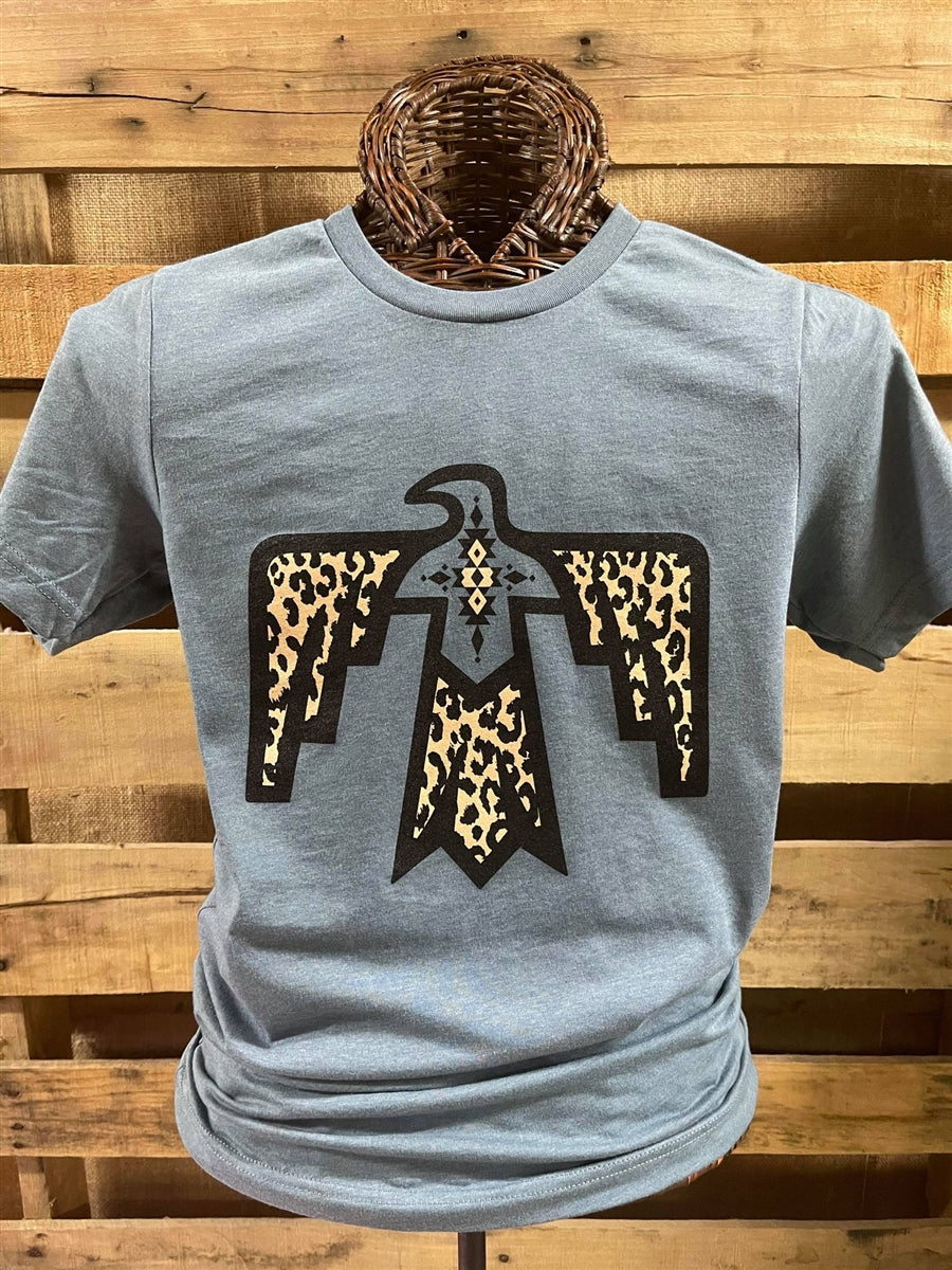 Southern Chics Apparel Leopard Aztec Bird Canvas Bright T Shirt