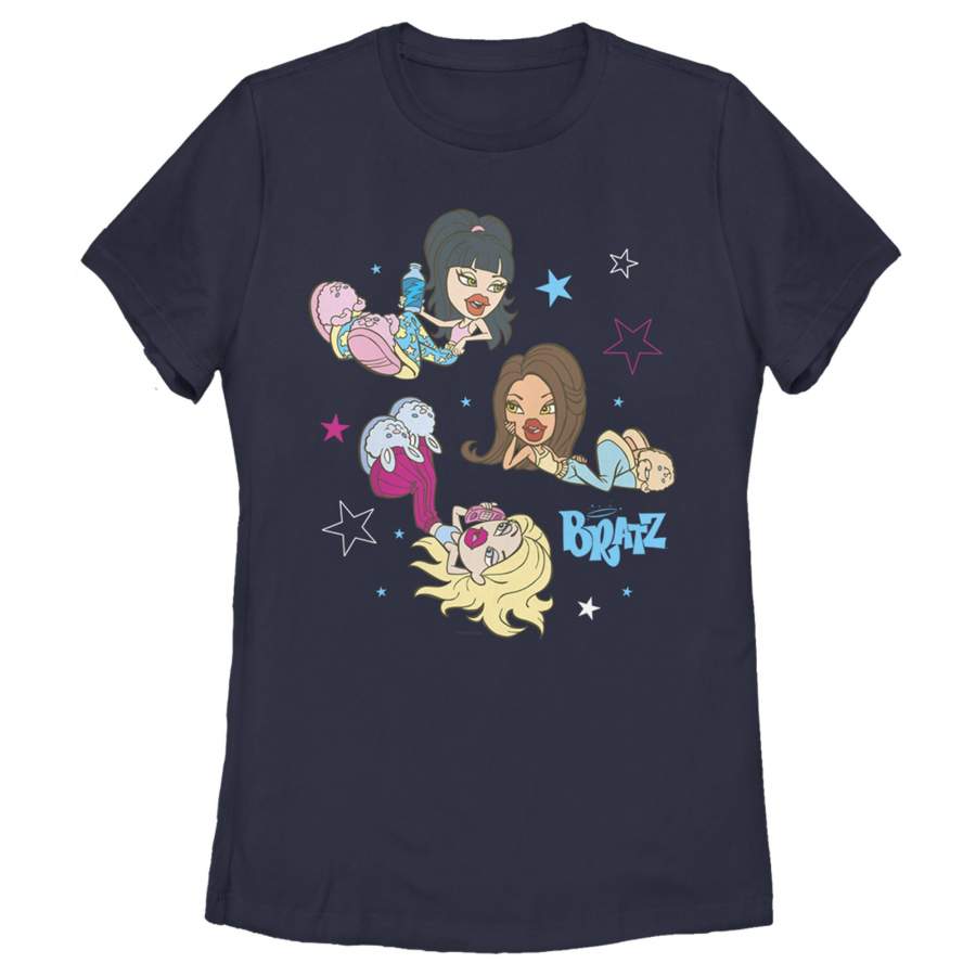 Bratz Women’s Cozy Slumber Party  T Shirt Navy Blue 3XL