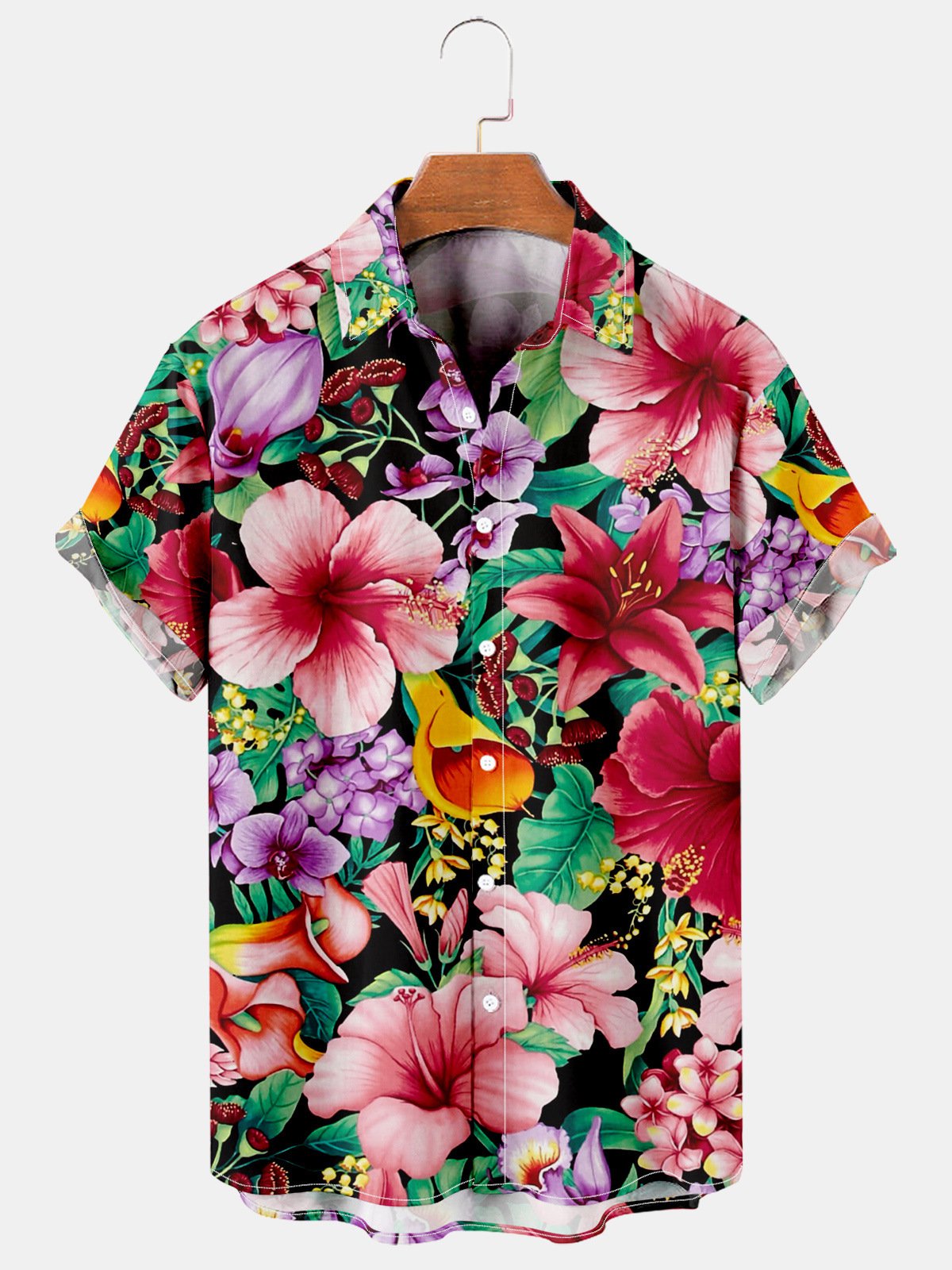 Mens Aloha Floral Print Casual Breathable Short Sleeve Hawaii Shirts Ha39934