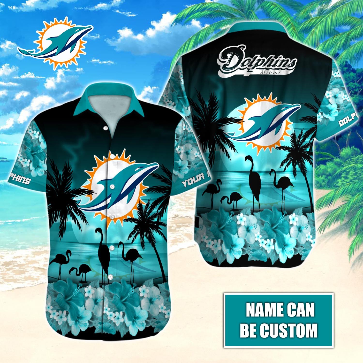 Miami Dolphins Custom Name Hawaiian Shirt T-40718