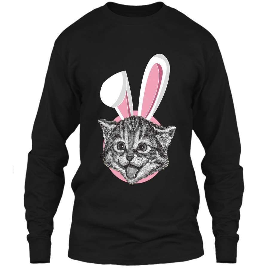 Cat With Easter Bunny Ears Funny Cute Kitten Lover T-Shirt LS Ultra Cotton Tshirt