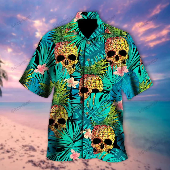 Pineapple Skull Hawaiian Summer Aloha Gift For Ha83532