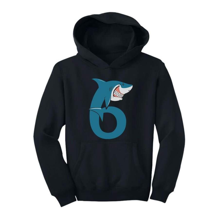 6th Birthday Shark Six Years Old Youth Hoodie