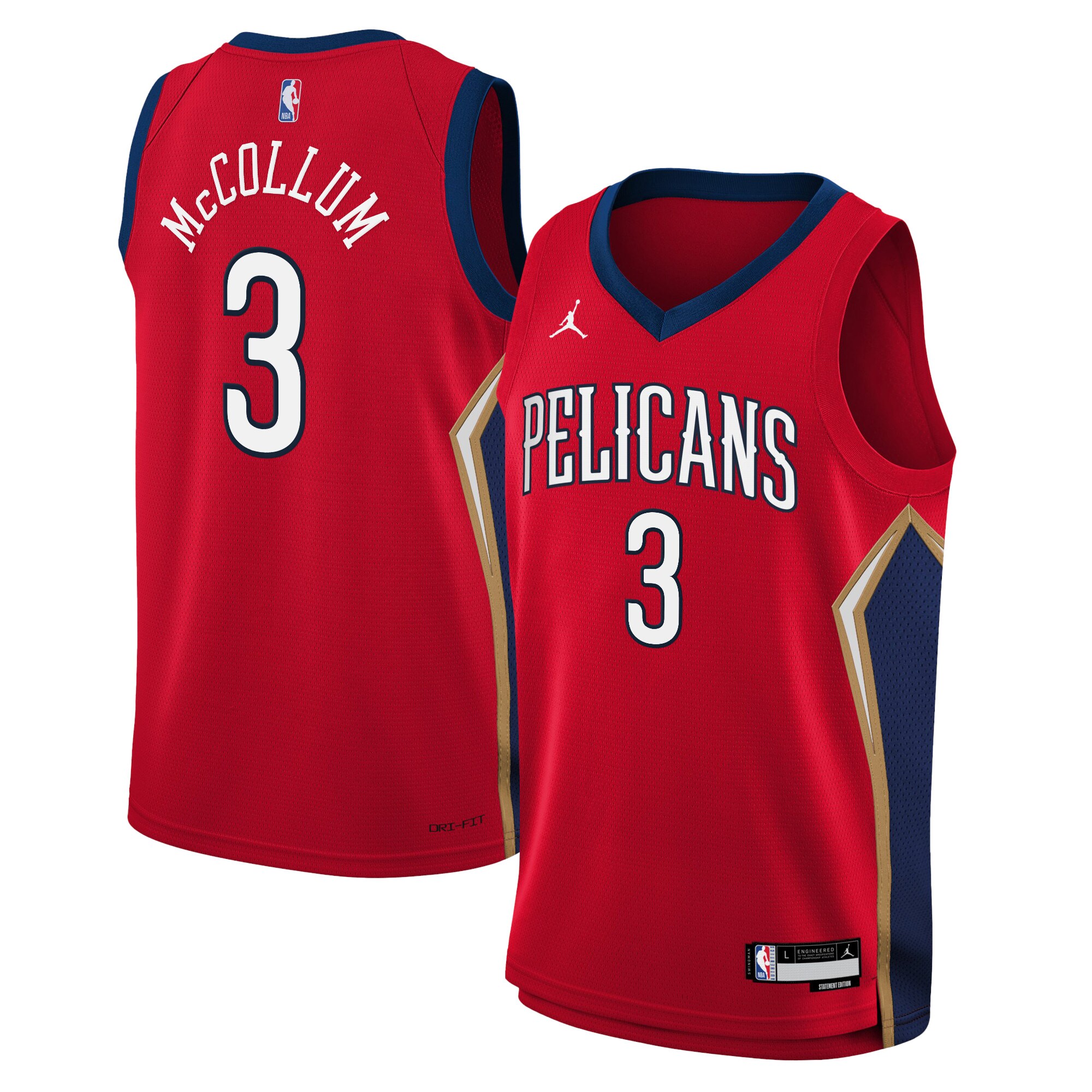 New Orleans Pelicans Jordan Statement Edition Swingman Jersey 22 – Red – C.J. McCollum – Youth