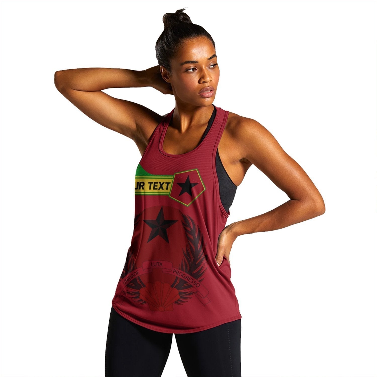 (Custom) African Tank Top – Guinea Bissau Women’S Racerback Tank Pentagon Style