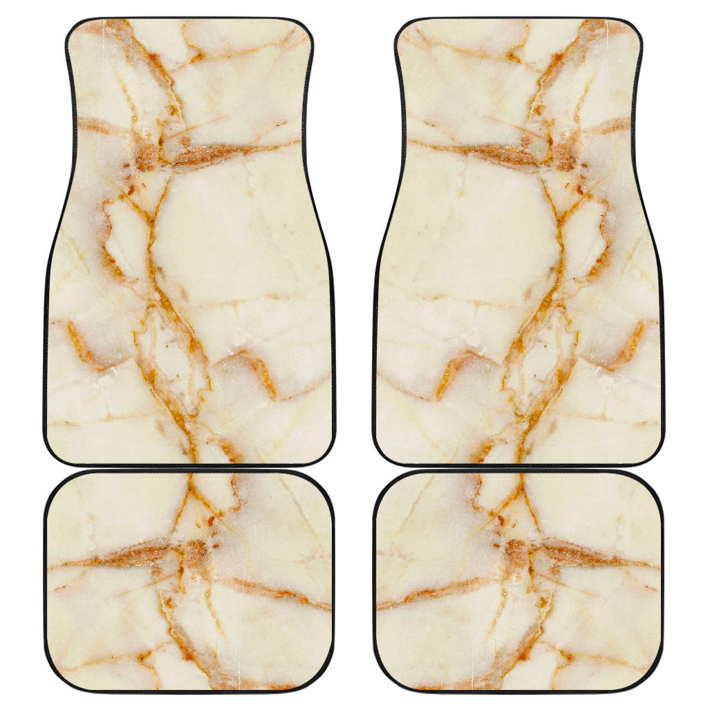 Sugar Brown Marble Print Front And Back Car Floor Mats, Front Car Mat