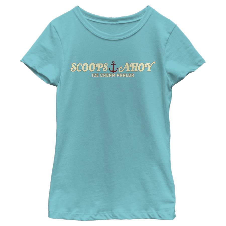 Stranger Things Girl’s Scoops Ahoy Nautical Logo  T Shirt