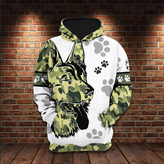 Camouflage German Shepherd All Over Printed Gift For Dog Lovers Us Unisex Size Hoodie