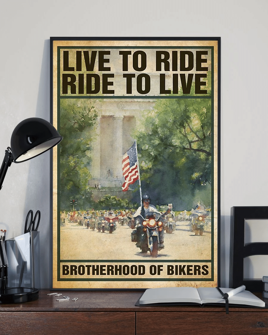 Biker Poster Canvas – Live To Ride Ride To Live Vintage Home Decor Wall Art Evg81270