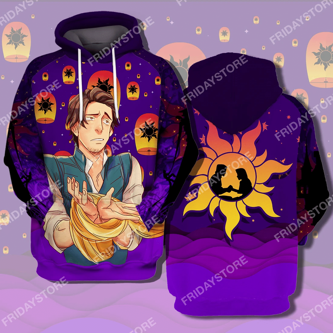 Dn T-Shirt Dn Tangled Flynn Couple Silhouette T-Shirt Hoodie Adult Full Print