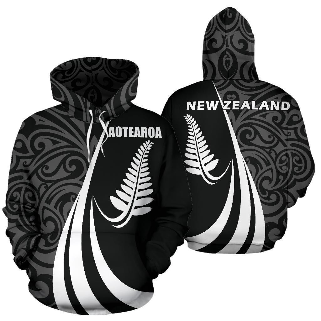 New Zealand Maori Silver Fern Hoodie White Pl148