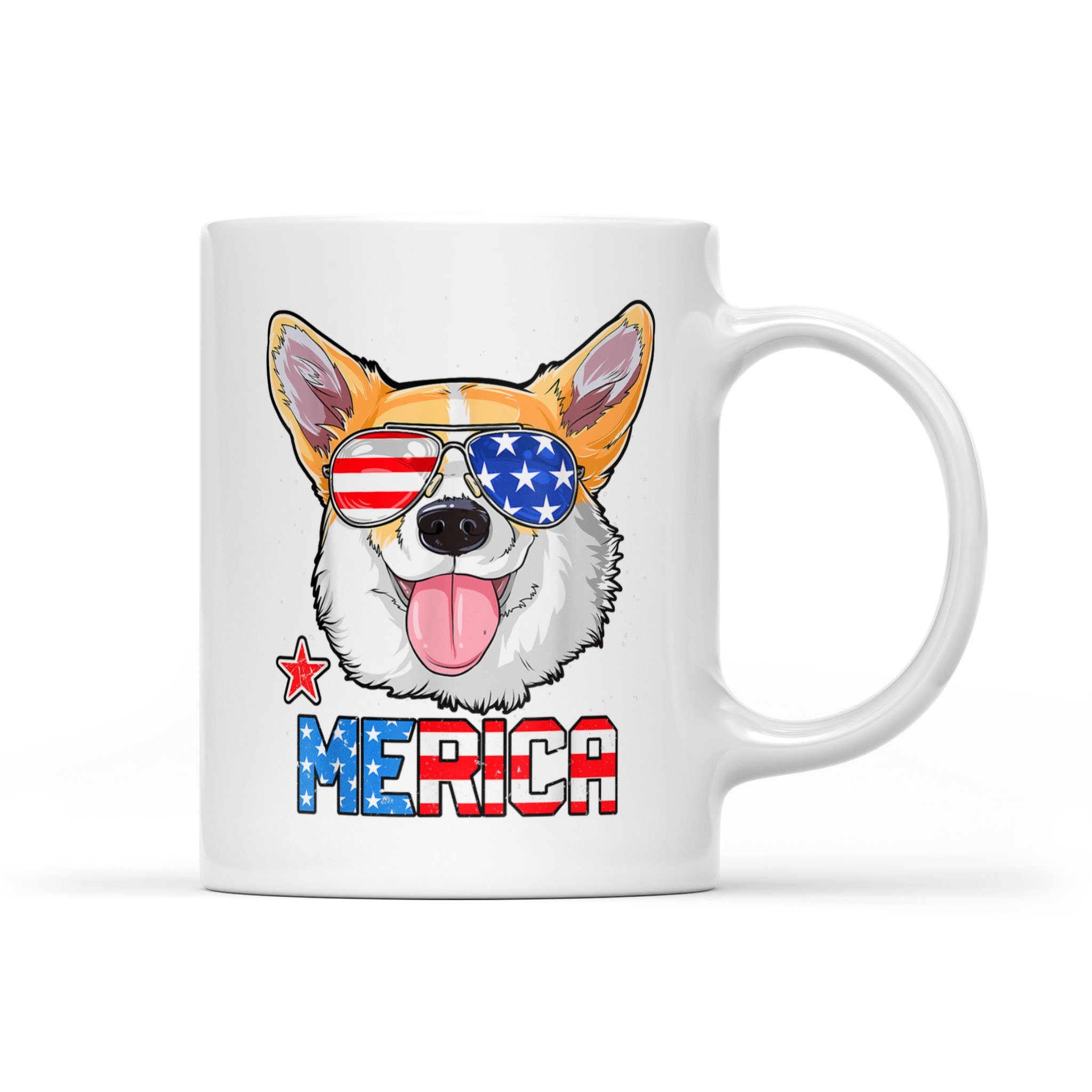 Corgi Merica 4th of July Dog Puppy USA Flag – White Mug