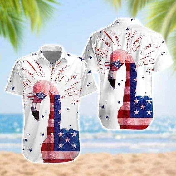 4Th Of July Flamingo Hawaiian Shirt | Hawaiian Shirt For Men | Hawaiian Shirt For Women | Hw4177