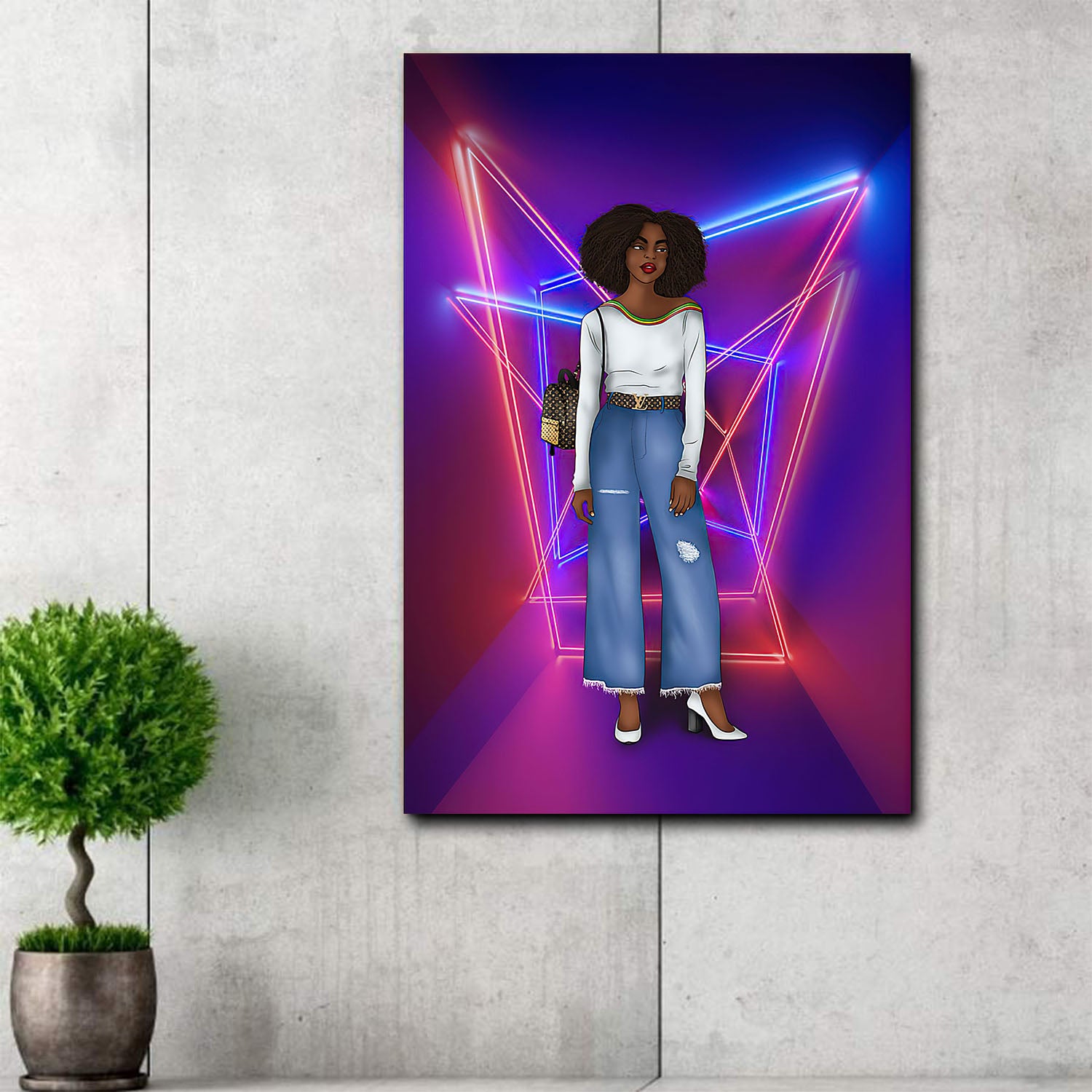 African American Illustration Art Poster Freestyle Afro Girl Home Decor South Africa