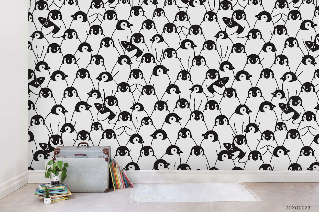 3D Cartoon Animal Penguin Wall Mural Wallpaper Lqh 82