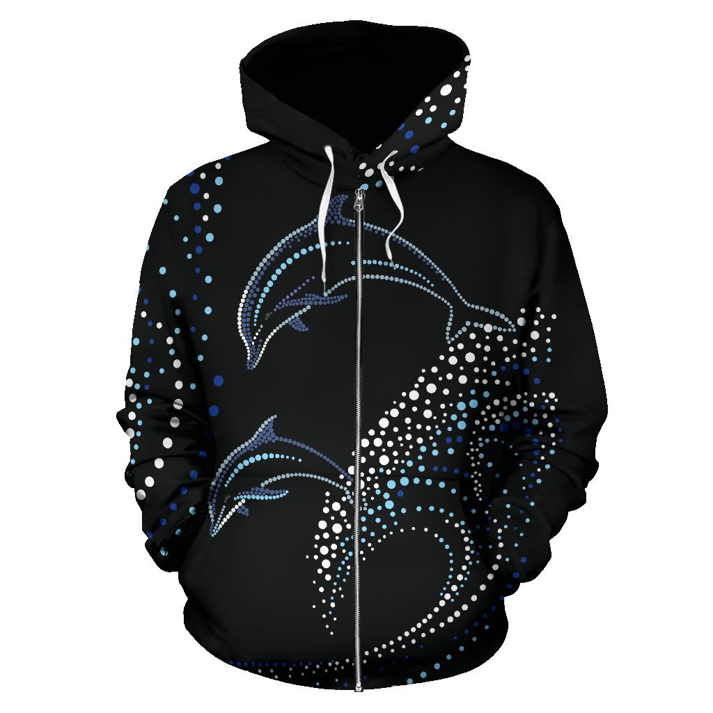 Dolphin Dot Design Zip Up Hoodie