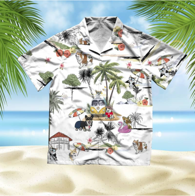 Corgi Beach All Over Printed Hawaiian Shirt Ha8669