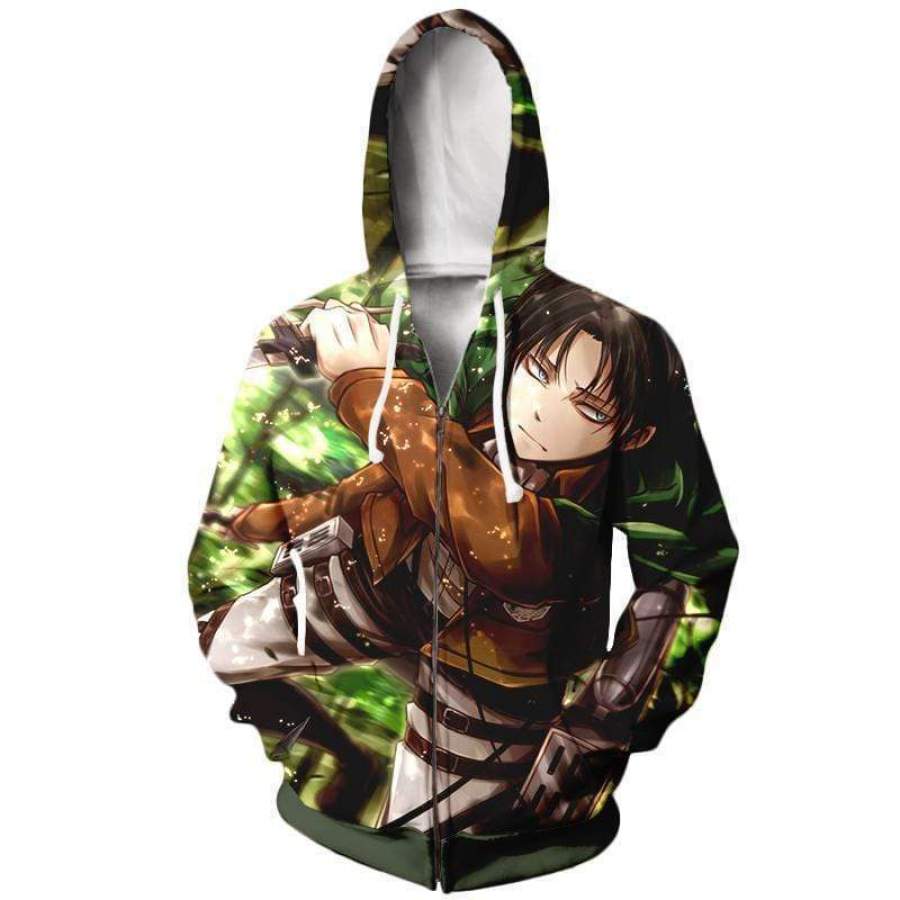 Levi Targets Female Titan – Attack On Titan Zip Up Hoodie Jacket ...