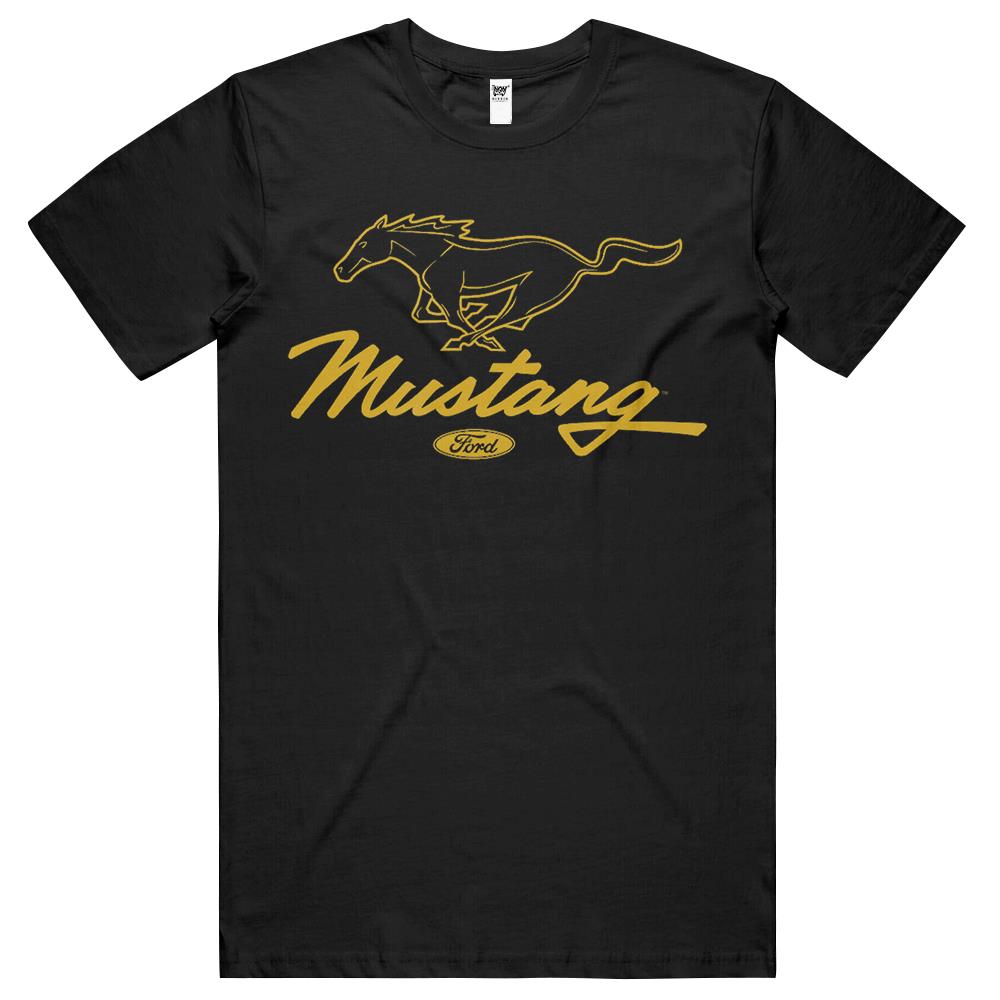 Ford Mustang Pony Script Logo T Shirts