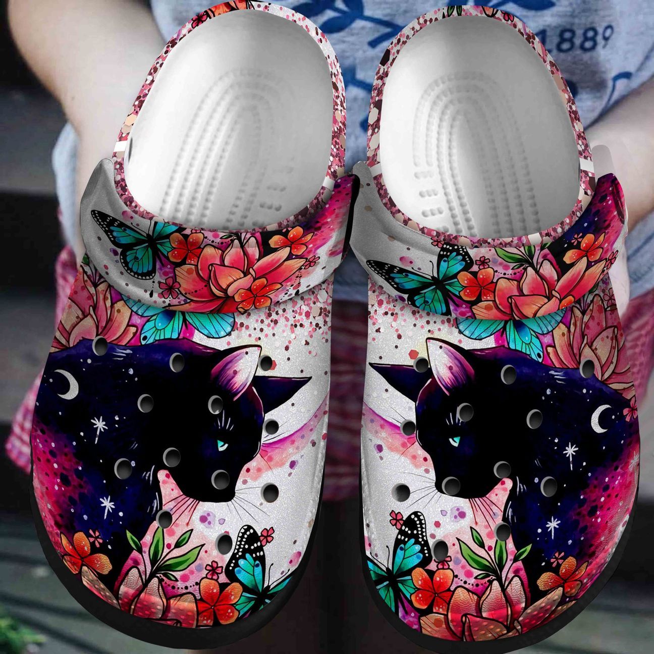 Cat Personalized Clog, Custom Name, Text, Color, Number Fashion Style For Women, Men, Kid, Print 3D Romantic Black Cat