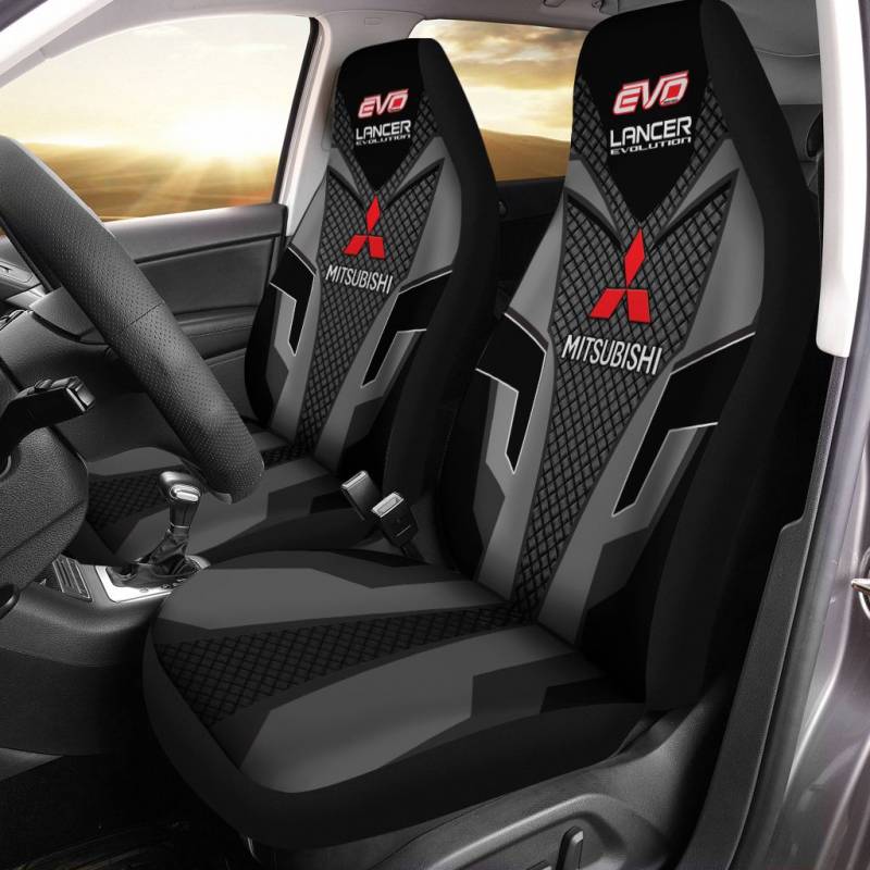 Mitsubishi Lancer Evolution LPH Car Seat Cover (Set of 2) Ver 1 (Black)